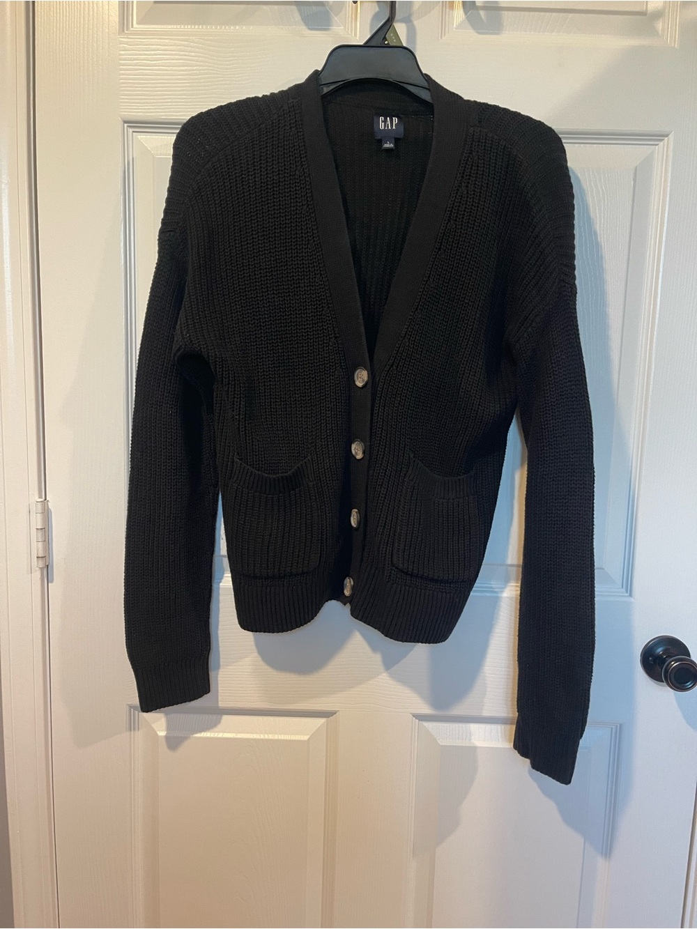 GAP Black Knit Button-Front Women's Cardigan Sweater Size Large